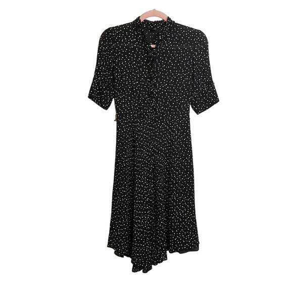 Vivienne Tam Black and White Polka Dot Silk Midi Dress - Picture 1 of 9